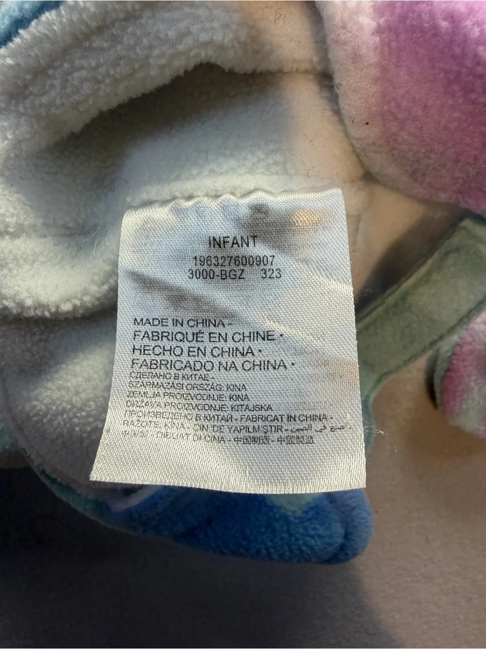 Nike Infant Baby Tie Dye Fleece Trapper Hat & Mittens Set Pastel Swoosh